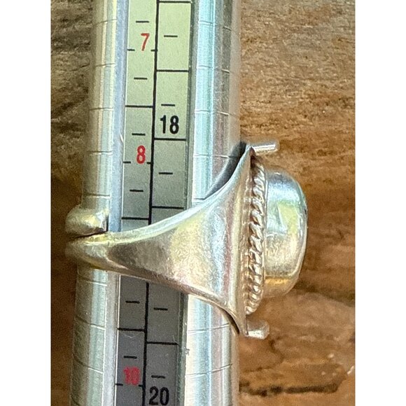 Sterling Silver & Turquoise Ring Size 9 Chunky Thick Design - Picture 6 of 8
